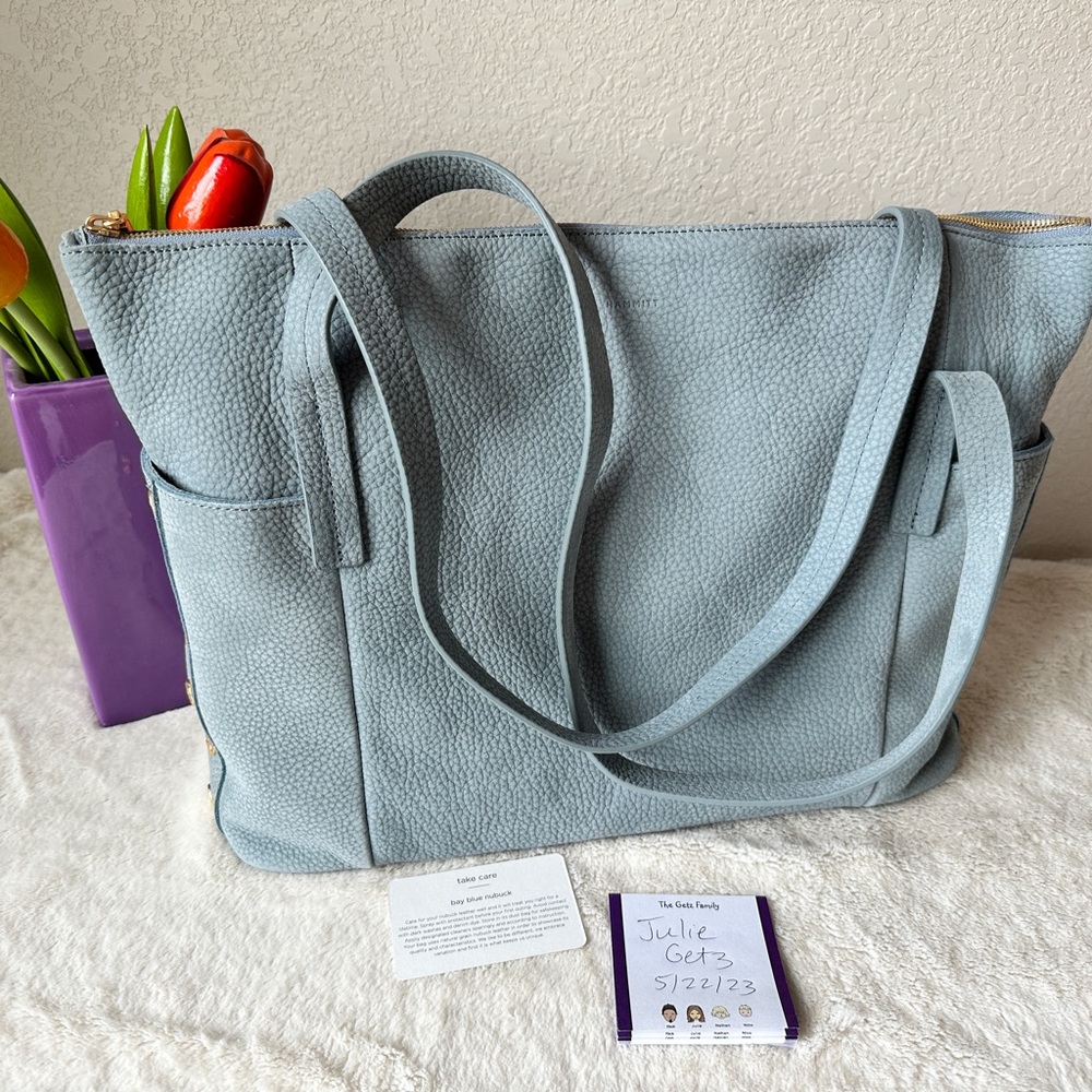 Hammitt Addie Large Zippered Purse/Tote, Bay Blue Nubuck. Discontinued style